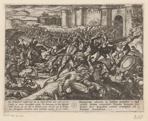 Los romanos son derrotados por las tropas holandesas en Bonn. Las guerras de Batavia contra los romanos (título de la serie) Batavorum cum Romanis Bellum (título de la serie)