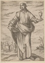 de San Juan Quien fue concebido del Espíritu Santo, nacido de la virgen María (título sobre el objeto) Cristo, María en de apóstol (título de la serie)
