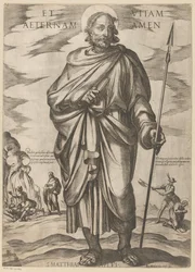 de San Matías Y vida eterna amén (título sobre objeto) Cristo, María en de apóstol (título de la serie)