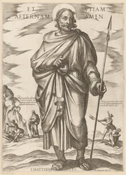 de San Matías Y vida eterna amén (título sobre objeto) Cristo, María en de apóstol (título de la serie)