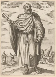 de san pedro Creo en dios padre todopoderoso creador del cielo y de la tierra (título sobre objeto) Cristo, María en de apóstol (título de la serie)