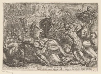 La caída de Jericó Iosues ercam septies Iericho circunducit moenia corruunt (título sobre objeto) Escenas de batalla del Antiguo Testamento (título de la serie)