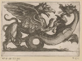 Dragón y grifo en batalla Animales de pelea (título de la serie)