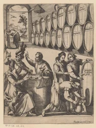 Fiesta de bebidas en bodega