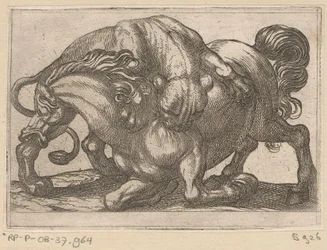 Una leona atacando a un caballo. Animales de pelea (título de la serie)
