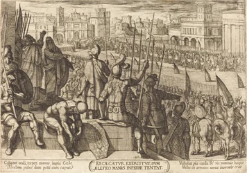 Eliseo llevando al ejército sirio ciego al rey de Israel