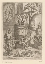 Tortura con diferentes formas de quemar Torturas sufridas por los mártires cristianos (título de la serie) Varia tormentorum et supplicioru rawlium (...) (título de la serie)