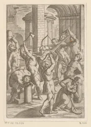 Tortura con espada, lanza y arco y flecha Torturas sufridas por los mártires cristianos (título de la serie) Varia tormentorum et supplicioru rawlium (...) (título de la serie)