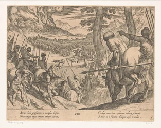 El ejército de Alejandro Magno rodea con fuego a las fuerzas enemigas Las hazañas de Alejandro Magno (título de la serie) Alexandri magni praecipvae res gestae (título de la serie)