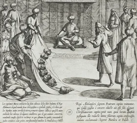 En presencia de Almanzor, Gonzalo Gustos identifica las cabezas cortadas de sus hijos