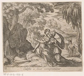 Júpiter en Calisto Calisto aplastado por Júpiter (título sobre el objeto) Metamorphoseon o transformaciones (título de la serie) Metamorfosen van Ovidius (título de la serie)