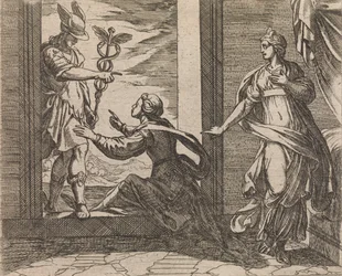 Mercurio convirtiendo a Aglauro en piedra Aglauro a Mercurio en lapidem transfor..., Publicado después de 1606