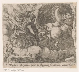 Plutón devora a Proserpina languideciendo de la ninfa Cyane Secuestrada por Proserpina, Cyane se convierte en su propia piscina (título sobre el objeto) Metamorphoseon o transformaciones (título de la serie) Metamorfosen van Ovidius (título de la serie)