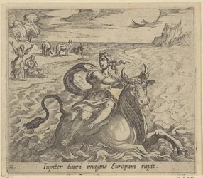 Furgoneta de techo Europa Júpiter captura a Europa en la imagen de un toro (título sobre objeto) Transformación del tamaño de Metamorphoseon (título de la serie) Metamorfosen van Ovidius (título de la serie)