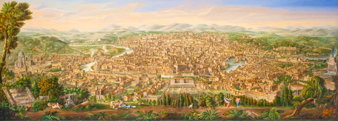 Vista panorámica de Roma desde la colina del Janículo