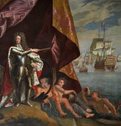 Jorge, Príncipe de Dinamarca, como Alto Almirante de Inglaterra, detalle del Salón de la Reina