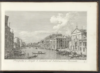 Gezicht op het Canal Grande en de kerk de San Stae te Venetië Vista desde el Templo de S. Eustathius al Río Rialto (título sobre objeto) Las vistas más famosas de la ciudad de Venecia, desde los 38 paneles de latón del Canal de Antonio reproducidos por Ant