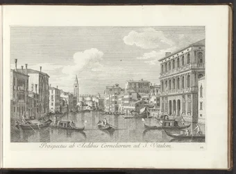 Gezicht op het Canal Grande en de toren van de San Vitale te Venetië Una vista desde las oficinas de Cornelius S. Vitalis (título sobre el objeto) Las vistas más famosas de la ciudad de Venecia, de los 38 paneles de latón del Canal Antonio reproducidos por