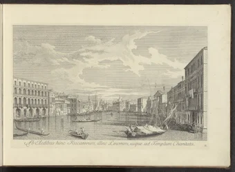 Gezicht op het Canal Grande te Venetië Desde los templos del Foscari por un lado, el Linorum por el otro, hasta el Templo de la Caridad (título sobre objeto) Las vistas más famosas de la ciudad de Venecia, de los 38 paneles de bronce de Antonio Vssentini r