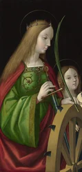 ""Santa Catalina de Alejandría"" (murió hacia el 307) Pintura de Antonio Solario (activo hacia 1502-1518), óleo sobre tabla, 84 x 40 cm