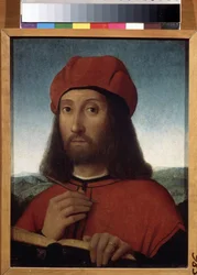 Retrato de un hombre (Retrato de un hombre). Pintura de Antonello de Saliba (Antonio da Saliba) (circa 1467-después de 1535). Óleo sobre tabla, 30 x 23 cm. Arte siciliano, renacimiento italiano. Museo Pushkin de Bellas Artes, Moscú.