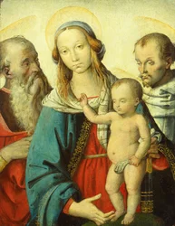 La Virgen y el Niño con los santos Jerónimo y Francisco (temple sobre madera)
