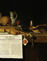 Vanitas bodegón homenaje al almirante Marten Herpertszwoon Tromp, 1655