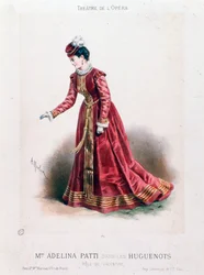 Retrato de la cantante Adeline Patti (1843-1919) como Valentine en la ópera Los Hugonotes por Giacomo Meyerbeer (1791-1864).