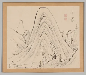 Doble álbum de estudios de paisajes después de Ikeno Taiga, Volumen 1 hoja 33, siglo XVIII