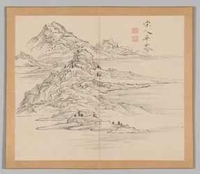 Álbum doble de estudios de paisajes después de Ikeno Taiga, Volumen 1 hoja 35, siglo XVIII