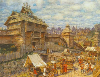 Ciudad de madera de Moscú en el siglo XIV