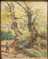 Figuras en el bosque (acuarela)
