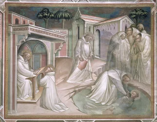 Mauro salva a Plácido, detalle de la Vida de San Benito (c.480-c.550), en la Sacristía, 1387