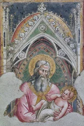 San Simeón con el Niño Jesús en brazos según la narración del Evangelio de Lucas (fresco)