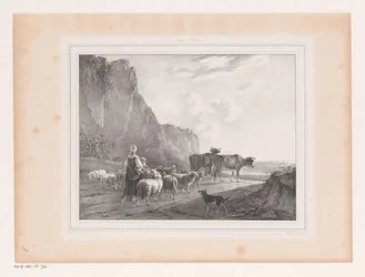 Paisaje con rebaño y pastora