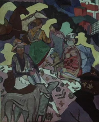 En la playa, 1915-1916
