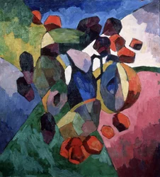 Jarra azul y frutas, 1913