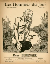 Portada de "Les Hommes du jour", Satírico en N & B, ca. 1909: Censura - Berenger Rene (1830-1915) - Ilustración de Aristide Delannoy (1874-1911)
