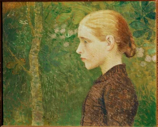 Joven granjera (pintura sobre lienzo)