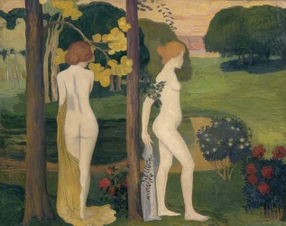 Dos desnudos femeninos en un paisaje. Alrededor de 1895/1900