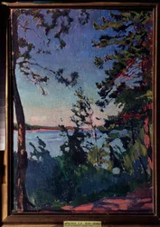 Un parque a orillas del río Neva. Pintura de Arkadi (Arkady) Alexandrovich Rylov (1870-1939), óleo sobre lienzo