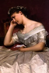 Trop tard ou la Lettre, antes de 1885, detalle (Óleo sobre madera)