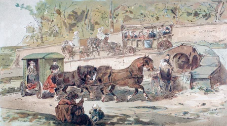 Escena de transporte del siglo XVII