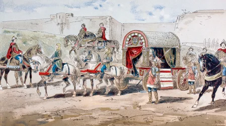 Un carruaje real tirado por caballos del siglo IX, 1886
