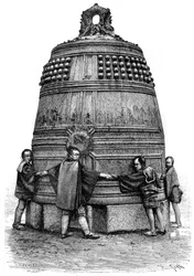 Una campana del barrio de Shiba, Tokio, Japón, 1895
