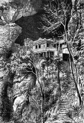 Monasterio budista, Yuen-Fu en el Min, al sur de Fuchu-Fu, c. 1890