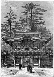 Pórtico del Templo de los Cuatro Dragones Nikko Toshogu, Nikko, Japón, 1895