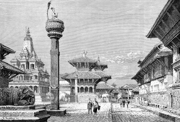 Templos en Patan, Nepal, 1895