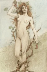 Desnudo femenino con uvas