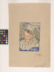 Bretonne De Pont-Aven (Mujer bretona de Pont-Aven) (xilografía coloreada à la poupée)